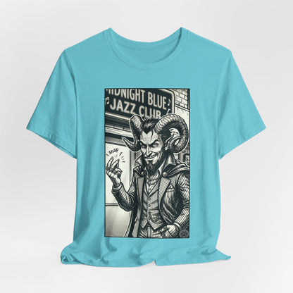 BLZB - Finger Snap Jazz Club Graphic Tee — 'Midnight Blue Jazz Club' Vintage Devil Illustration