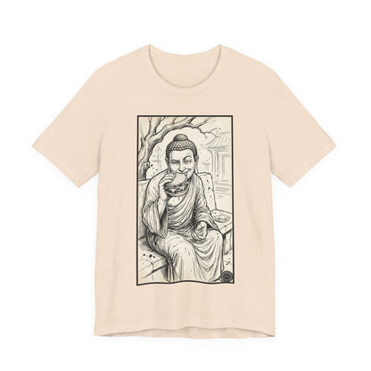 Bad Buddha Cheeseburger Sketch Tee — Humor Illustration T-Shirt