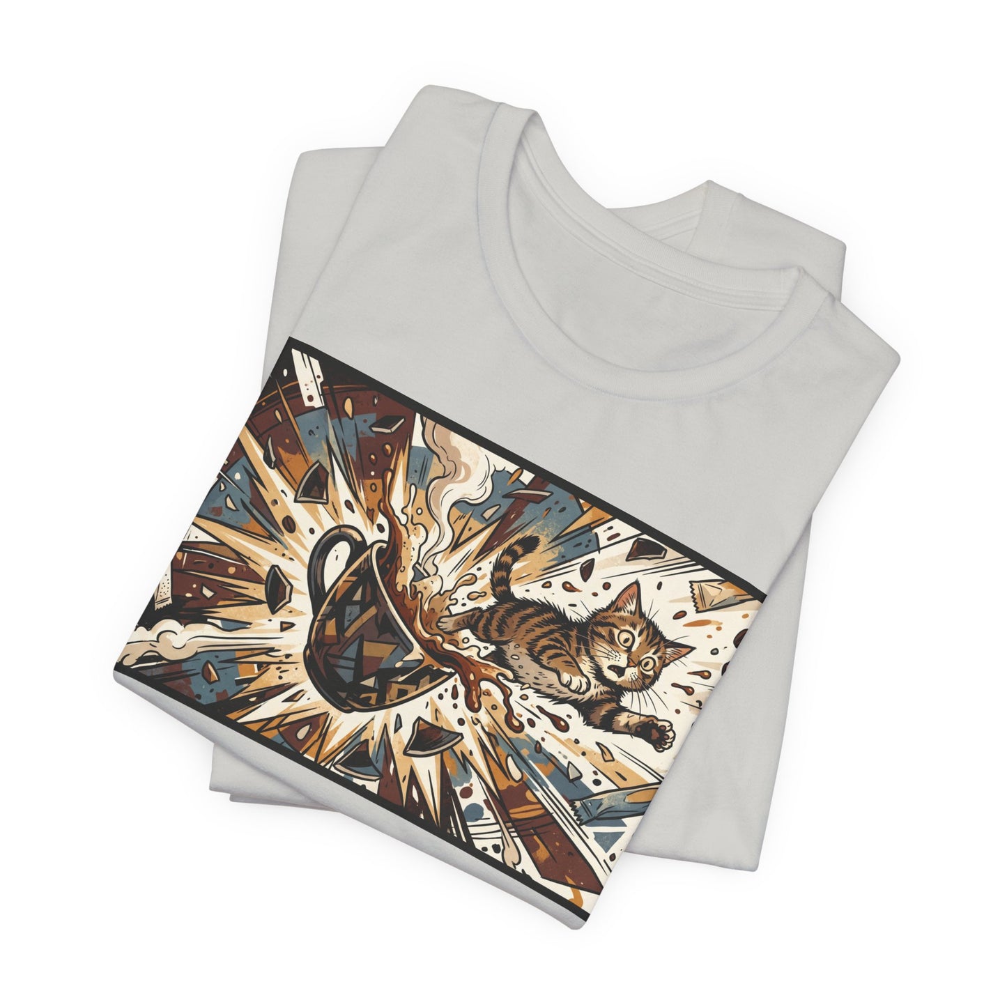 VOID - Coffee Cup Explosion Art Tee — Retro Abstract Coffee Splash T-Shirt