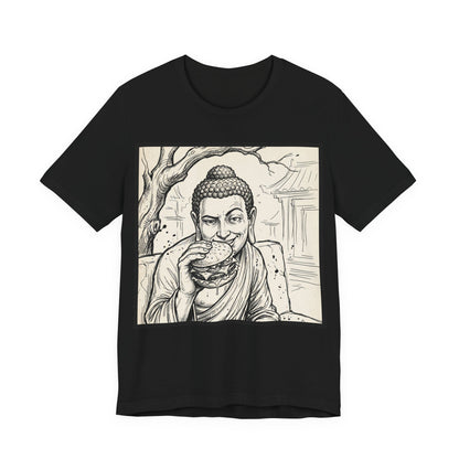 BadBuddha - Cheeseburger (Crop) - Buddha Eating A Delicious Juicy Cheeseburger Funny T‑Shirt Zen Humor