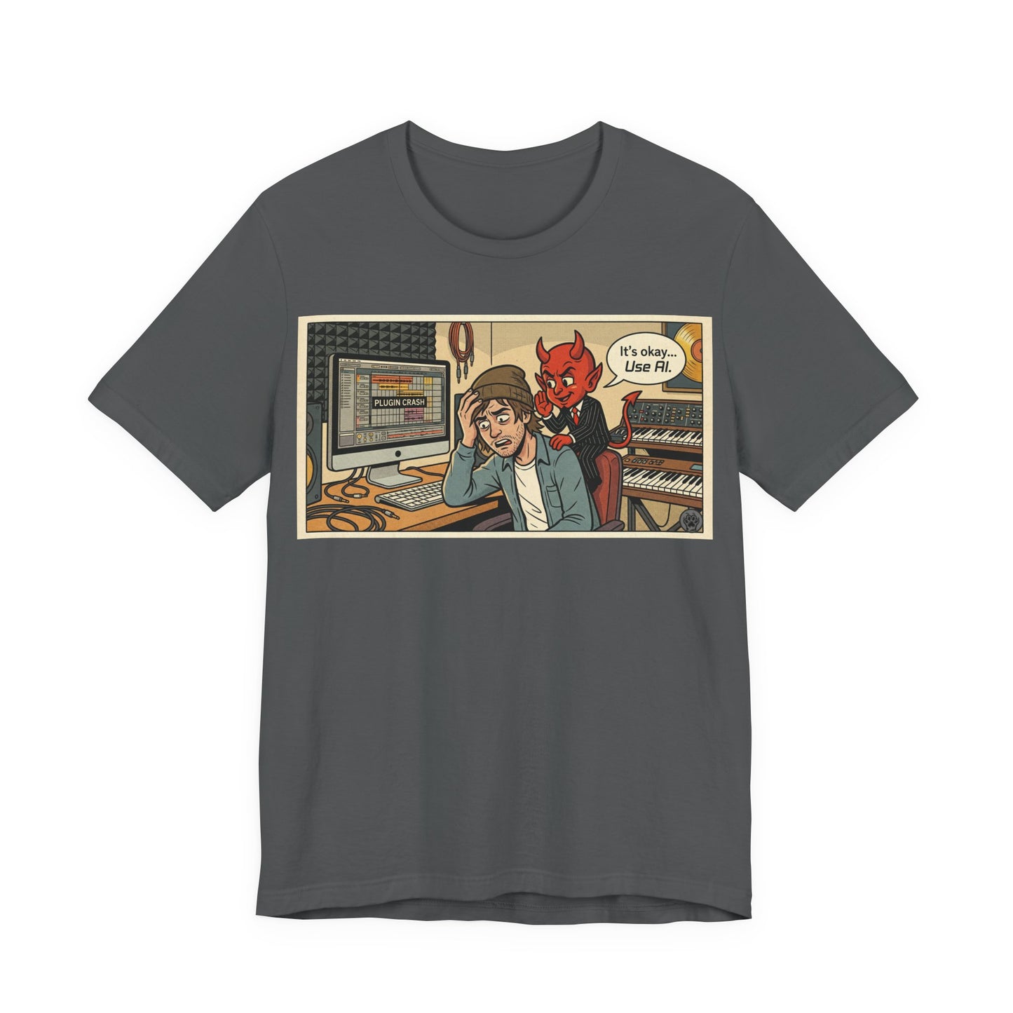 Use AI - Controversial Musician Humor Recording Studio T‑Shirt — Funny Comic “It’s Okay... Use Al” Music Producer Tee