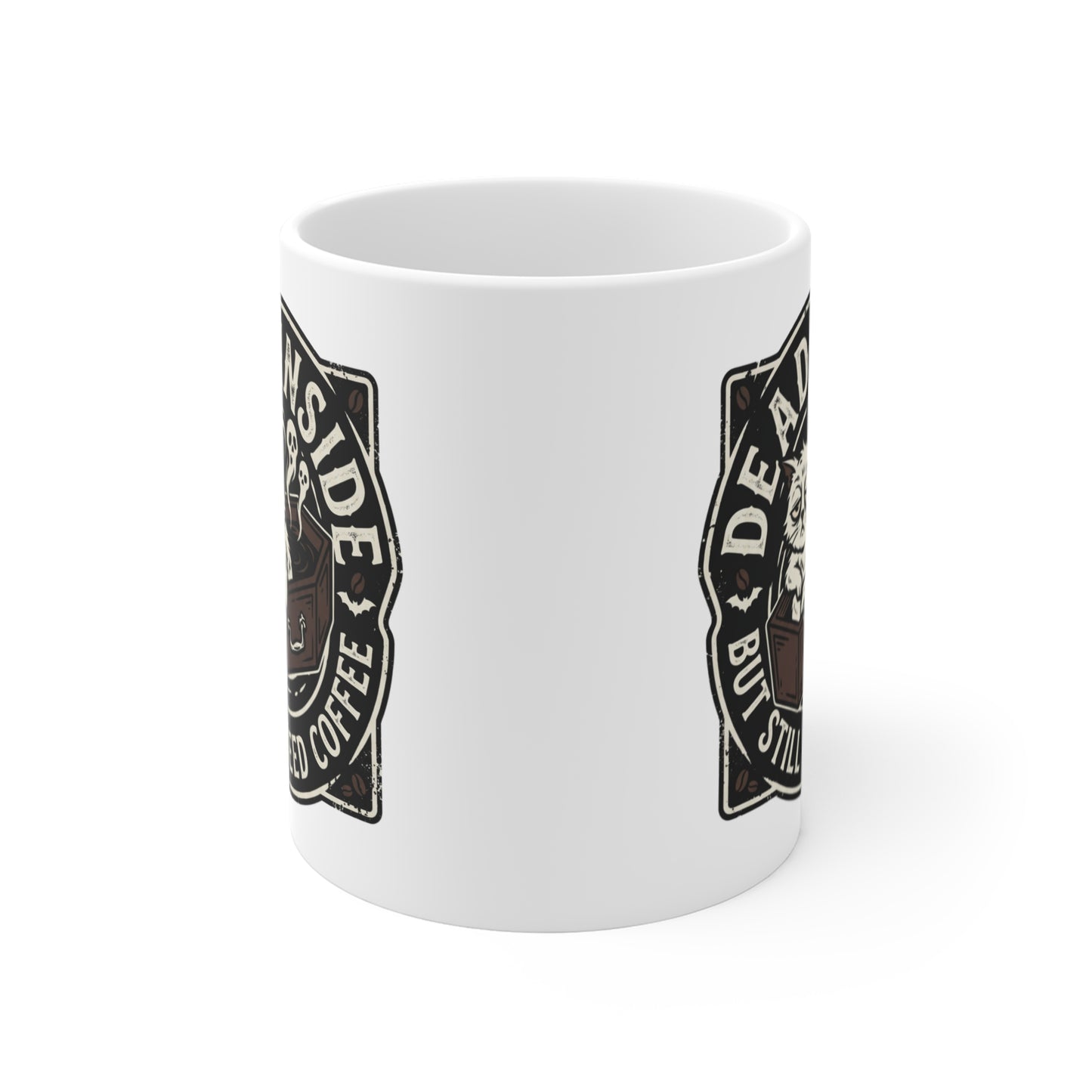 VOID - Dead Inside But Still Need Coffee Mug — Funny Goth Cat 11oz Coffee Cup