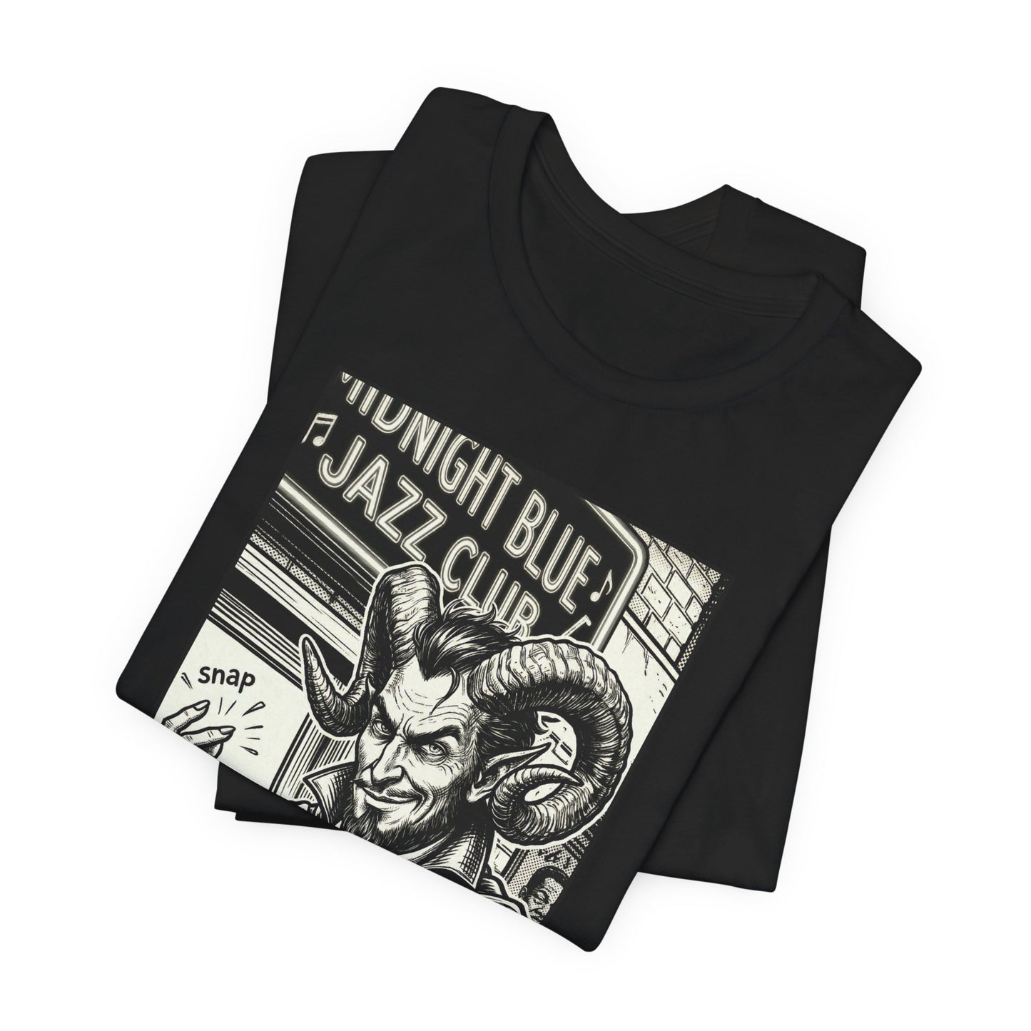 BLZB - Finger Snap Jazz Club Graphic Tee — 'Midnight Blue Jazz Club' Vintage Devil Illustration