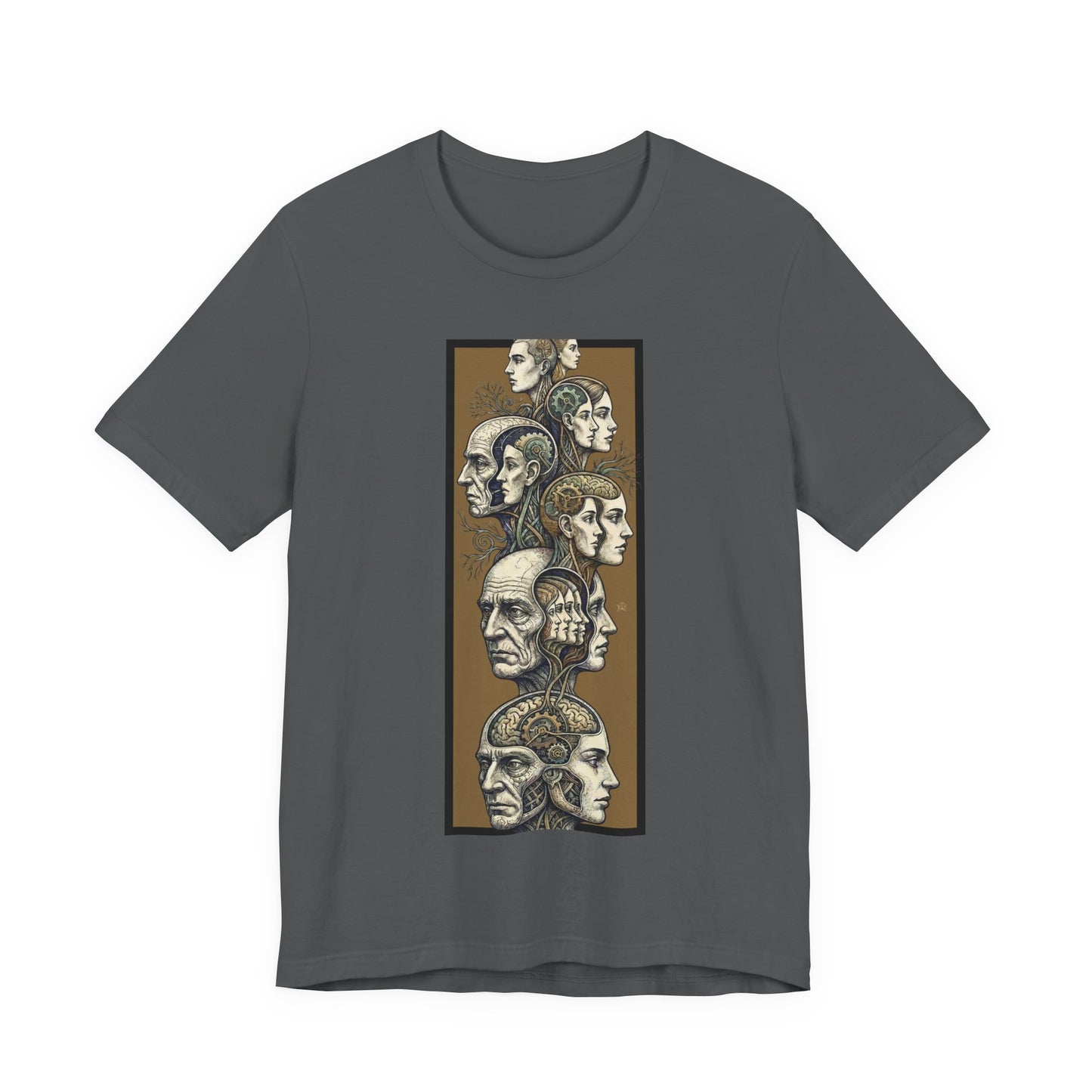 Family of Thought - Gold - Anatomical Heads Vertical Collage T-Shirt