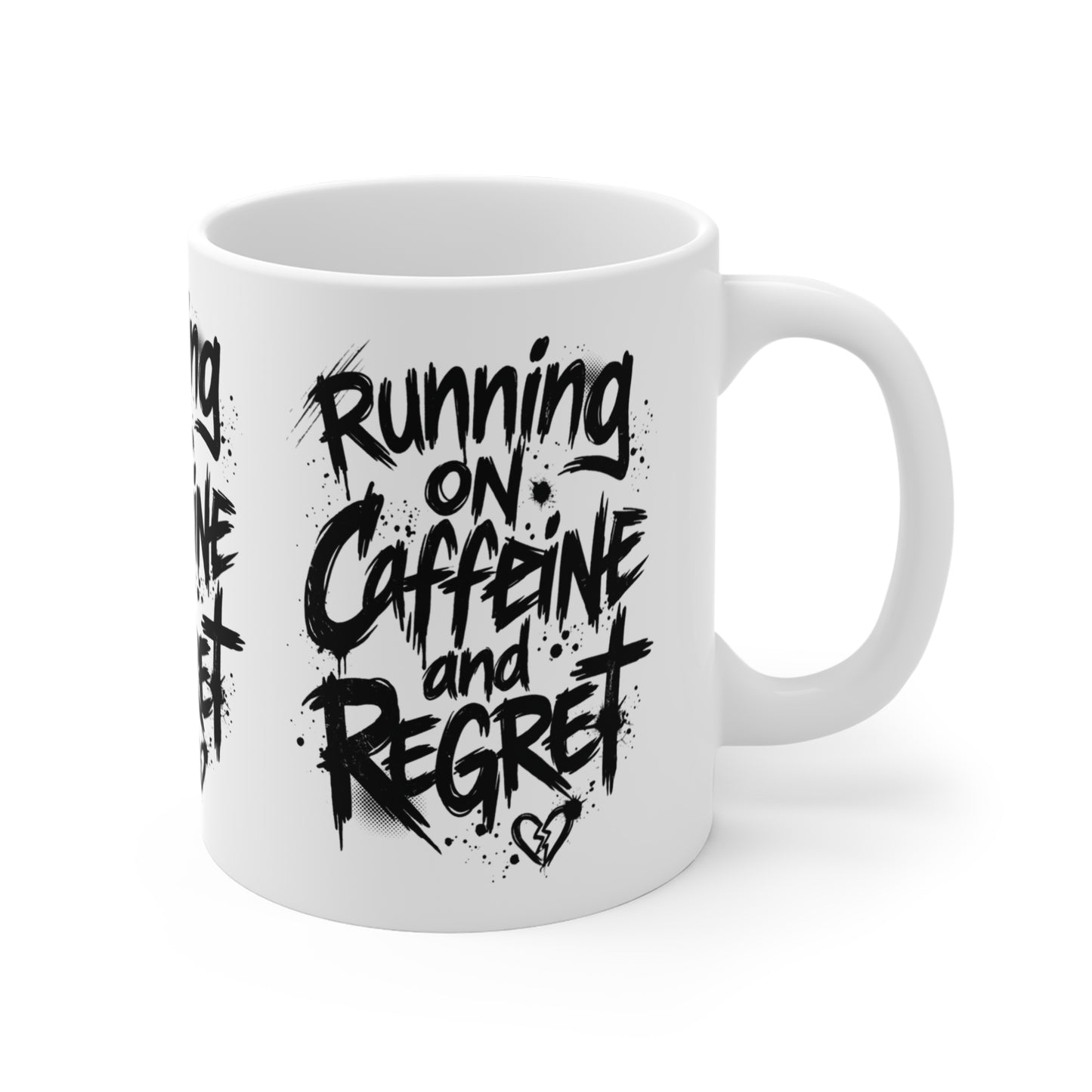 VOID - Running on Caffeine and Regret Mug — Funny 11oz Coffee Cup for Tired Adults