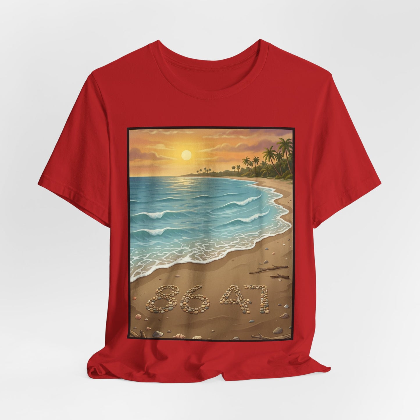Another Nice Day At The Beach - Vertical - Beach Sunset Tee — Coastal Tropical Shoreline Graphic T‑Shirt