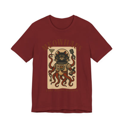 AlienCat Astronaut - Classic Tattoo Design Meowhaus Cat Octopus Tee — Fort Wayne, Indiana Retro Graphic T-Shirt