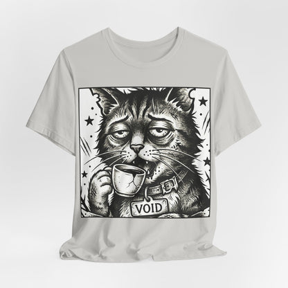 VOID - The Original Void Cat Tee — Tired Moody Cat Drinking Coffee Graphic T-Shirt