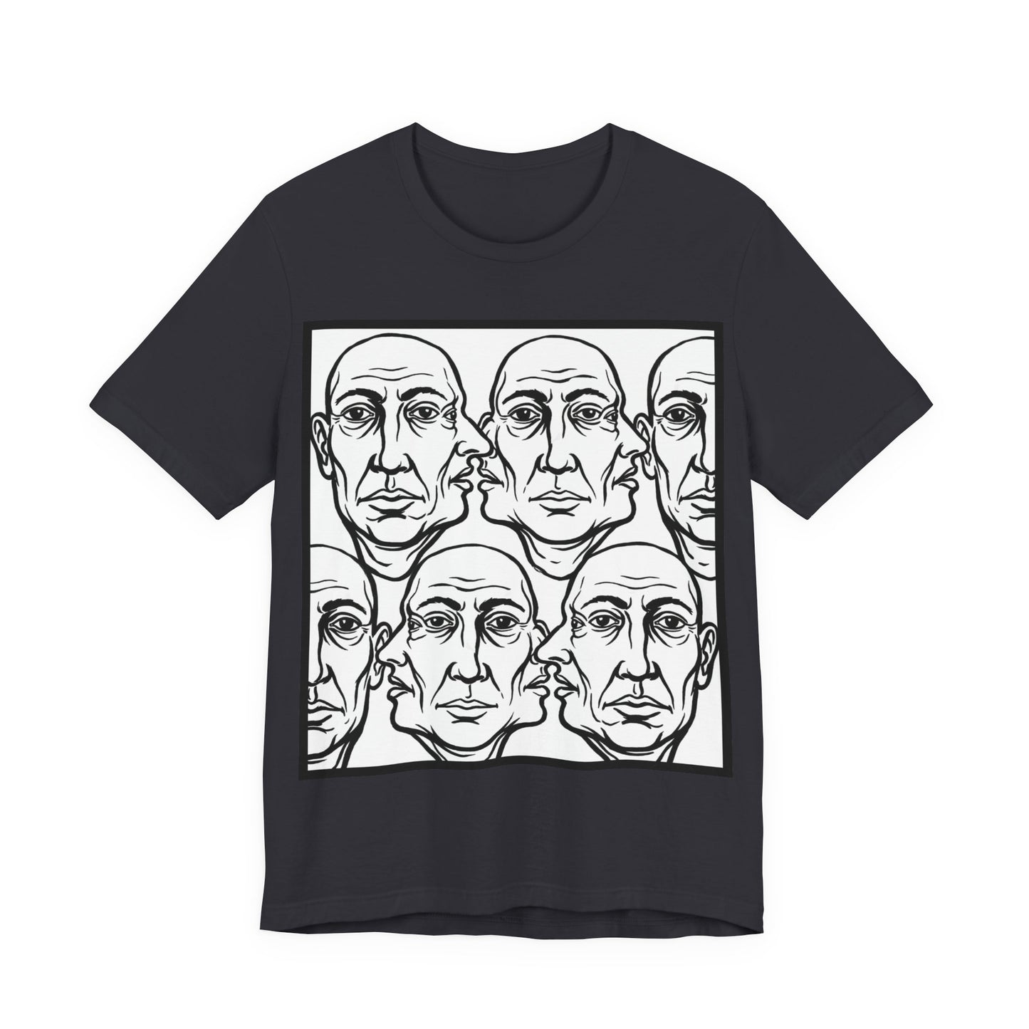 HotGossip - Version 2 - Monochrome Repeating Faces Tee – Abstract Expressionist Portrait T-Shirt