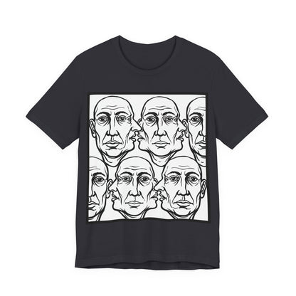 HotGossip - Version 2 - Monochrome Repeating Faces Tee – Abstract Expressionist Portrait T-Shirt