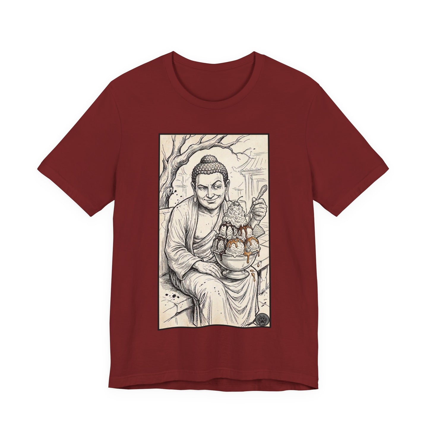 Bad Buddha Sundae Sketch Tee — Religious Humor Buddha Graphic T-Shirt