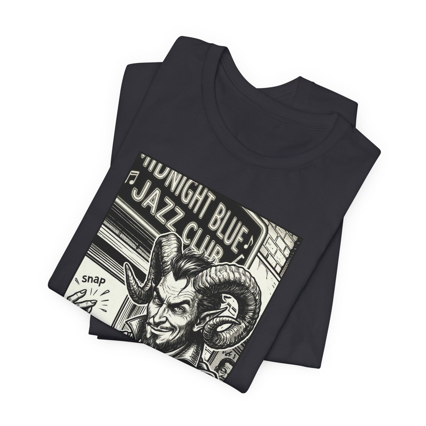 BLZB - Finger Snap Jazz Club Graphic Tee — 'Midnight Blue Jazz Club' Vintage Devil Illustration