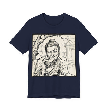 BadBuddha - Cheeseburger (Crop) - Buddha Eating A Delicious Juicy Cheeseburger Funny T‑Shirt Zen Humor