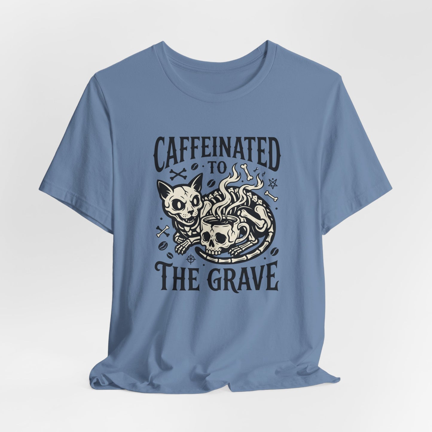 VOID - Caffeinated to the Grave Tee - Coffee Cat Humor Shirt