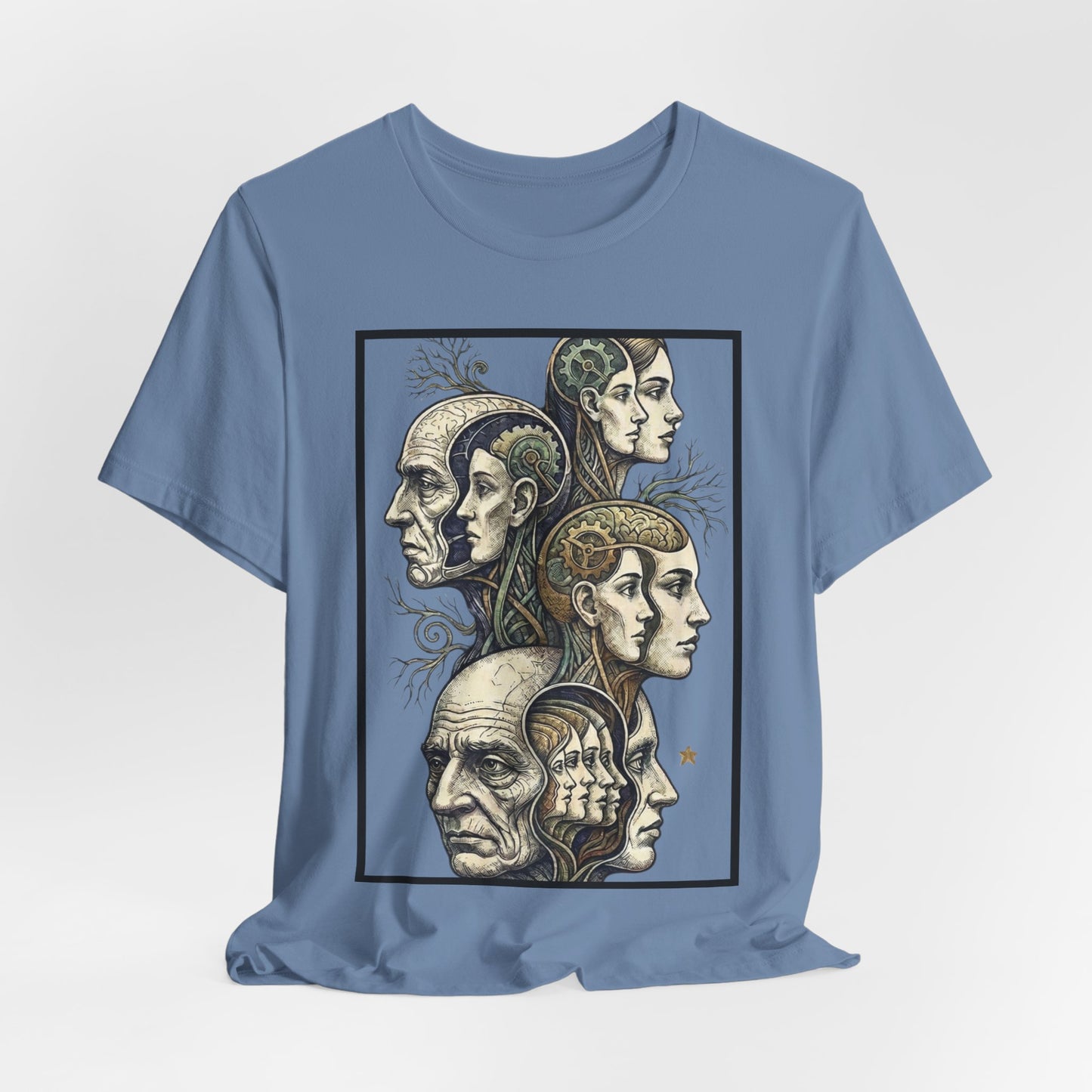 Family of Thought - Crop - Evolution of Minds T-Shirt — Surreal Human Faces Art Tee