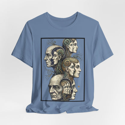 Family of Thought - Crop - Evolution of Minds T-Shirt — Surreal Human Faces Art Tee