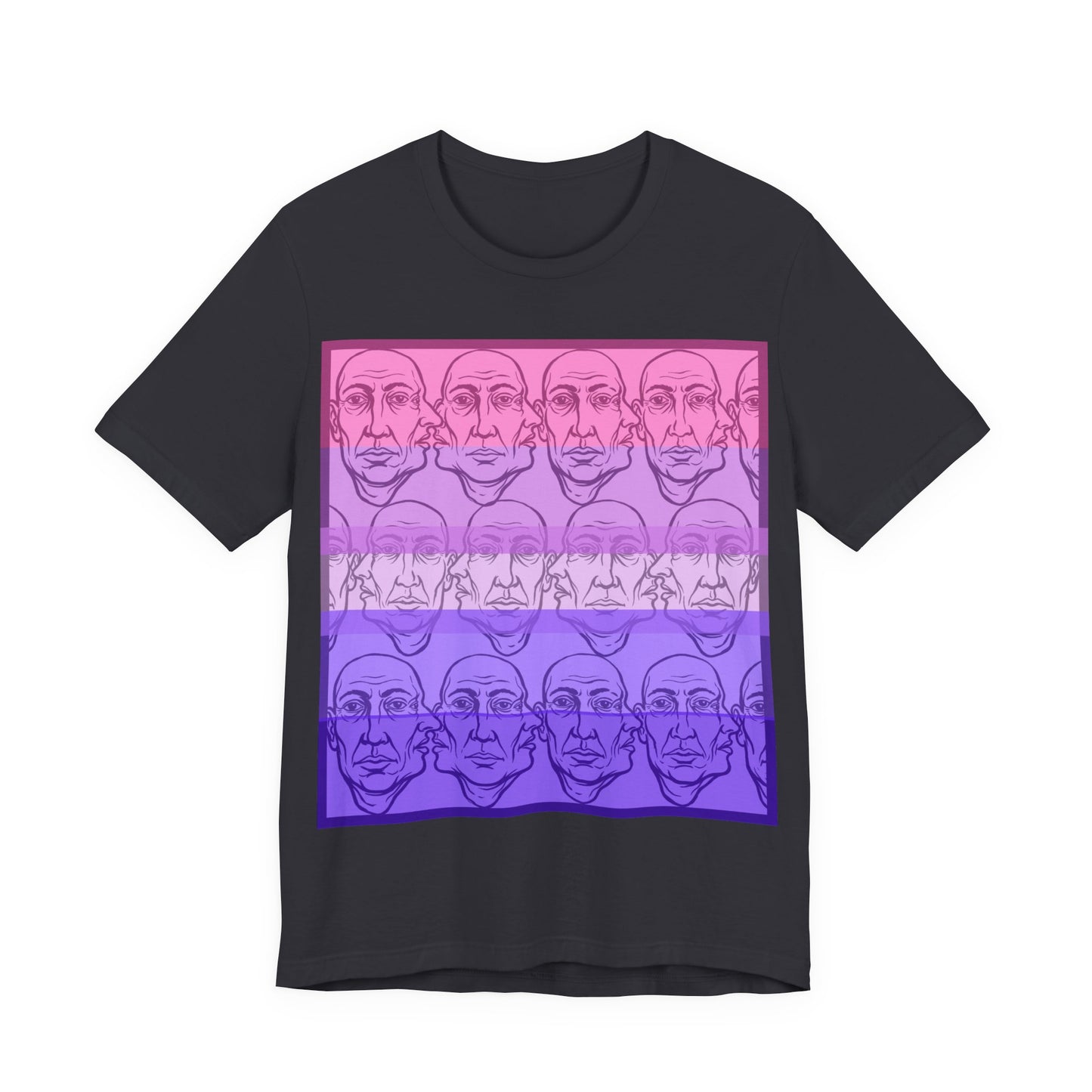 HotGossip - Warm Tones - Abstract Repeating Face Tee — Pink to Purple Gradient Graphic Shirt