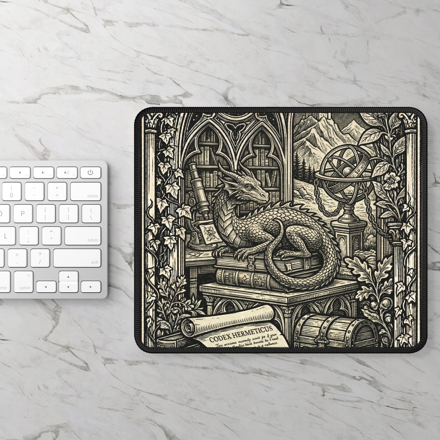 DarkArts - Dragon 1 - Gothic Dragon Gaming Mouse Pad — Vintage Fantasy Desk Mat