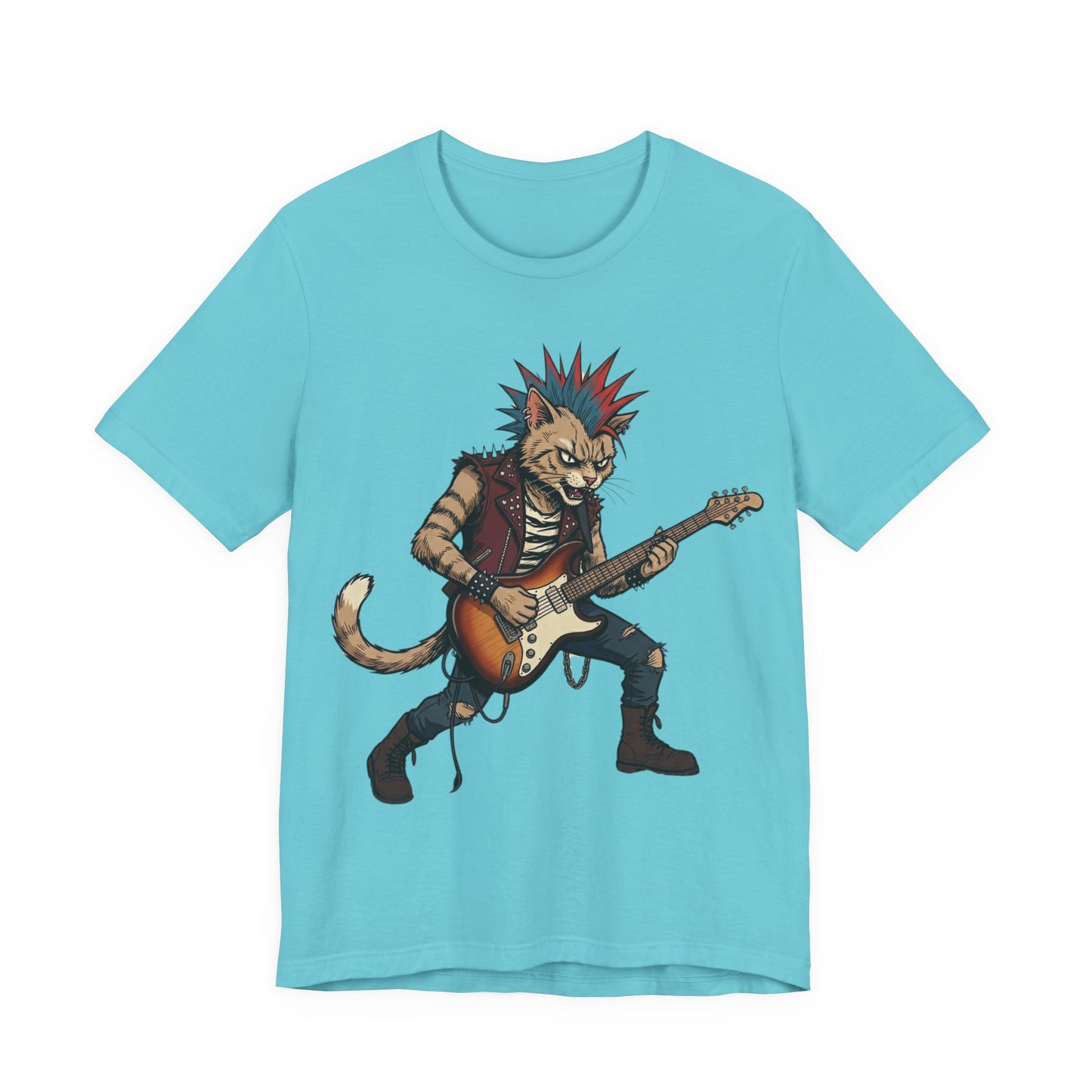 PunkCat - Punk Rock Cat Guitar T-Shirt