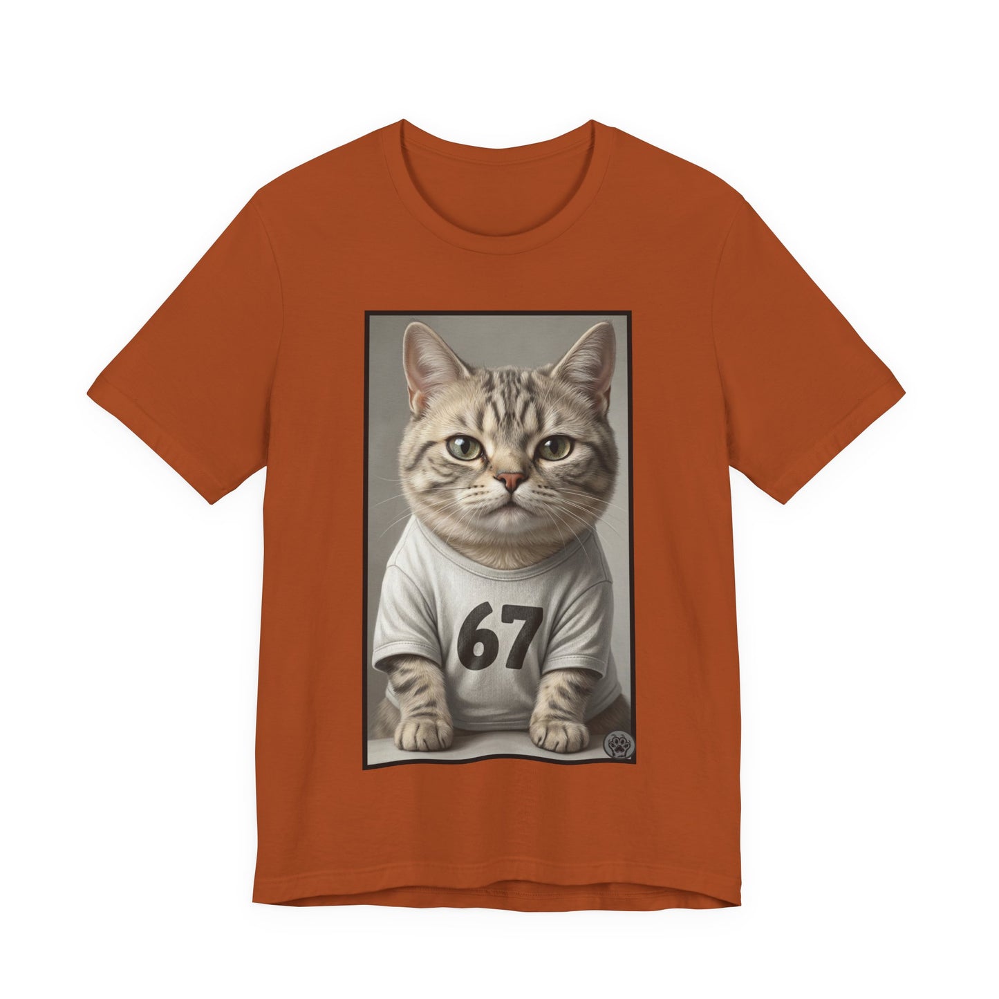 67 Meme - New Variation! - Cat Jersey T‑Shirt — Cute Kitten Portrait with Number 67