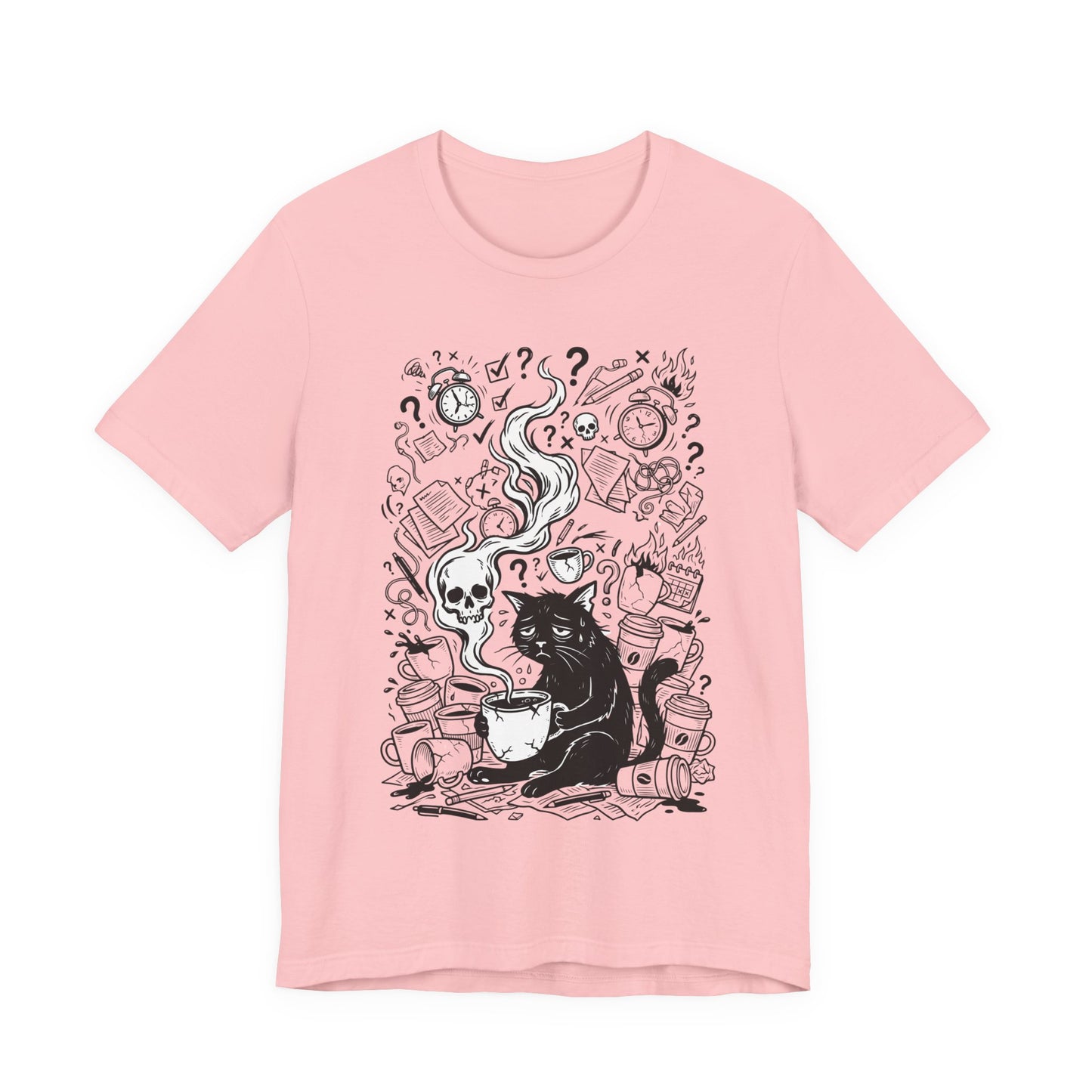 VOID - Mystic Black Cat Tee — Witchy Cat with Coffee Graphic T-Shirt