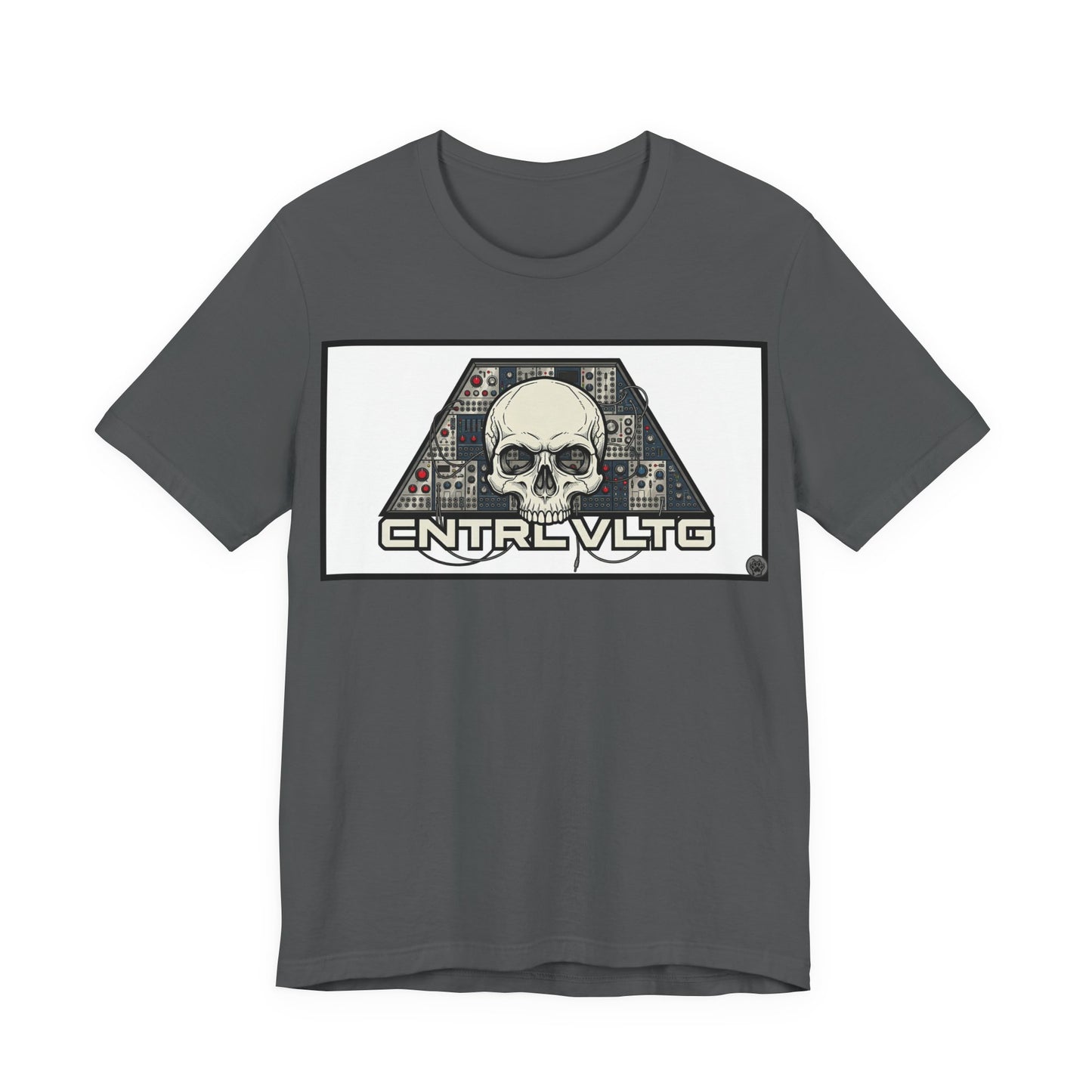 CV Control Voltage = TriBase White - Modular Synth Skull Analog Circuit Tee — “CNTRL VLTG” Retro Tech Graphic T-Shirt