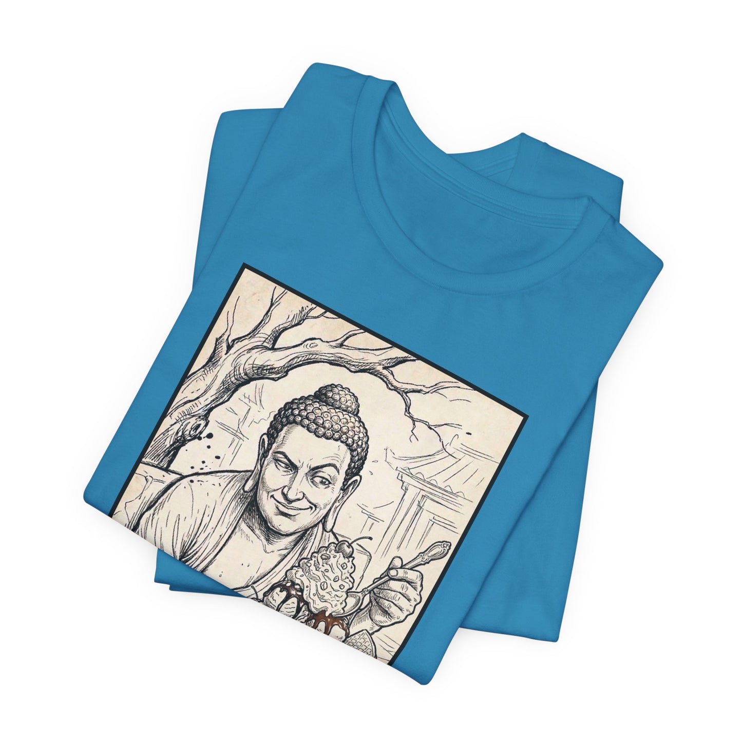 Bad Buddha Sundae Sketch Tee — Religious Humor Buddha Graphic T-Shirt