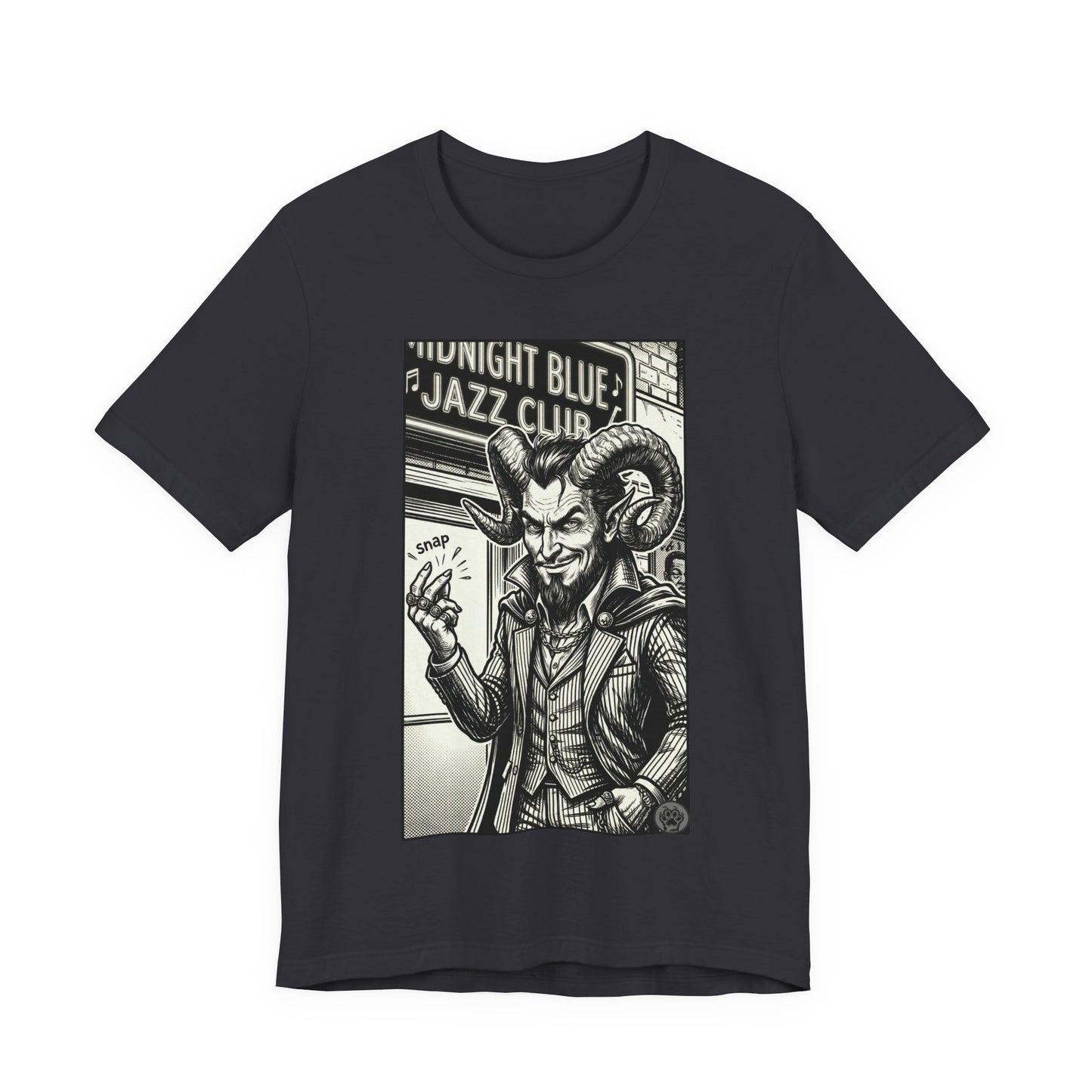 BLZB - Finger Snap Jazz Club Graphic Tee — 'Midnight Blue Jazz Club' Vintage Devil Illustration