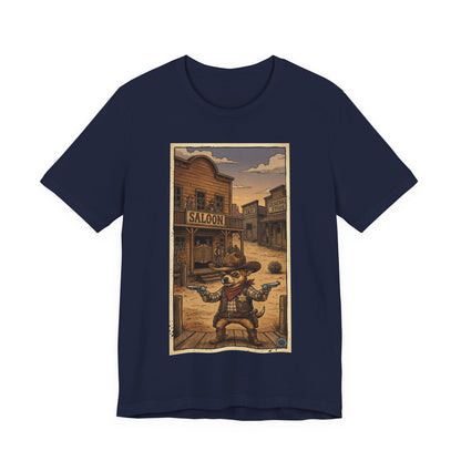 SheriffPaco - Vertical - Chihuahua Sheriff Western Saloon Showdown T-Shirt — Vintage Cowboy Sheriff Puppy Dog Graphic Tee