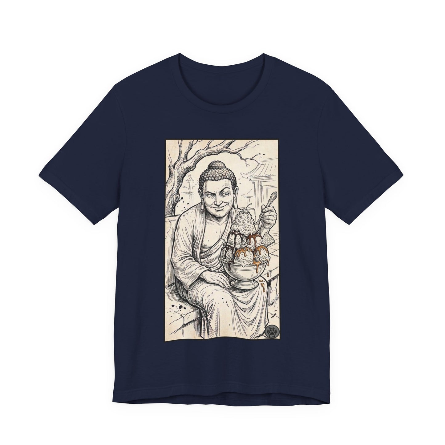 Bad Buddha Sundae Sketch Tee — Religious Humor Buddha Graphic T-Shirt