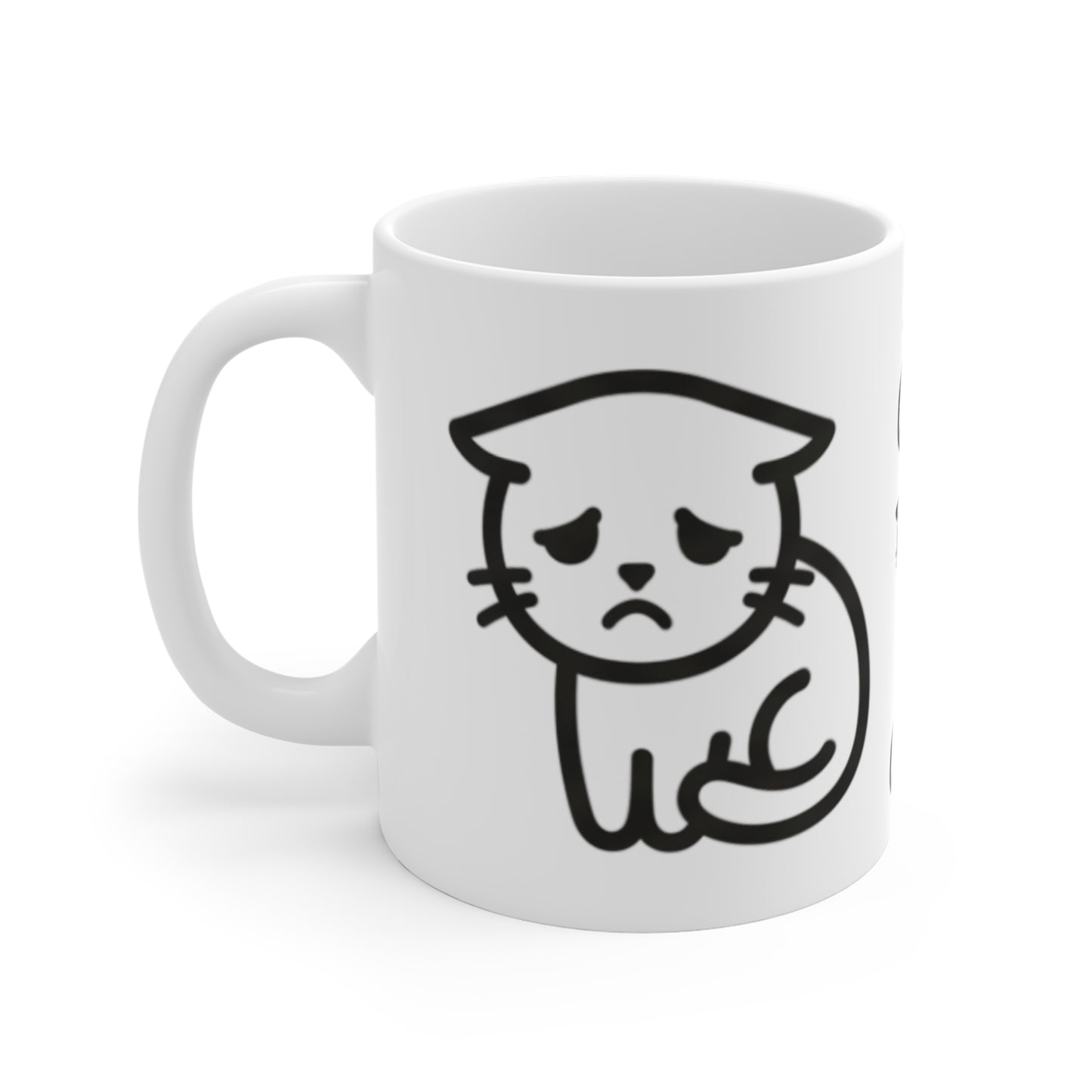 VOID - Sad Cat Coffee Mug — Cute Minimalist Black & White Kitty 11oz