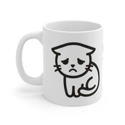 VOID - Sad Cat Coffee Mug — Cute Minimalist Black & White Kitty 11oz