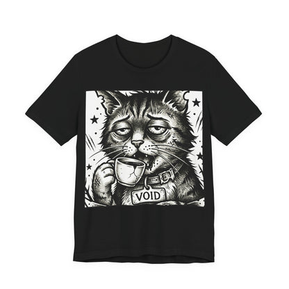 VOID - The Original Void Cat Tee — Tired Moody Cat Drinking Coffee Graphic T-Shirt