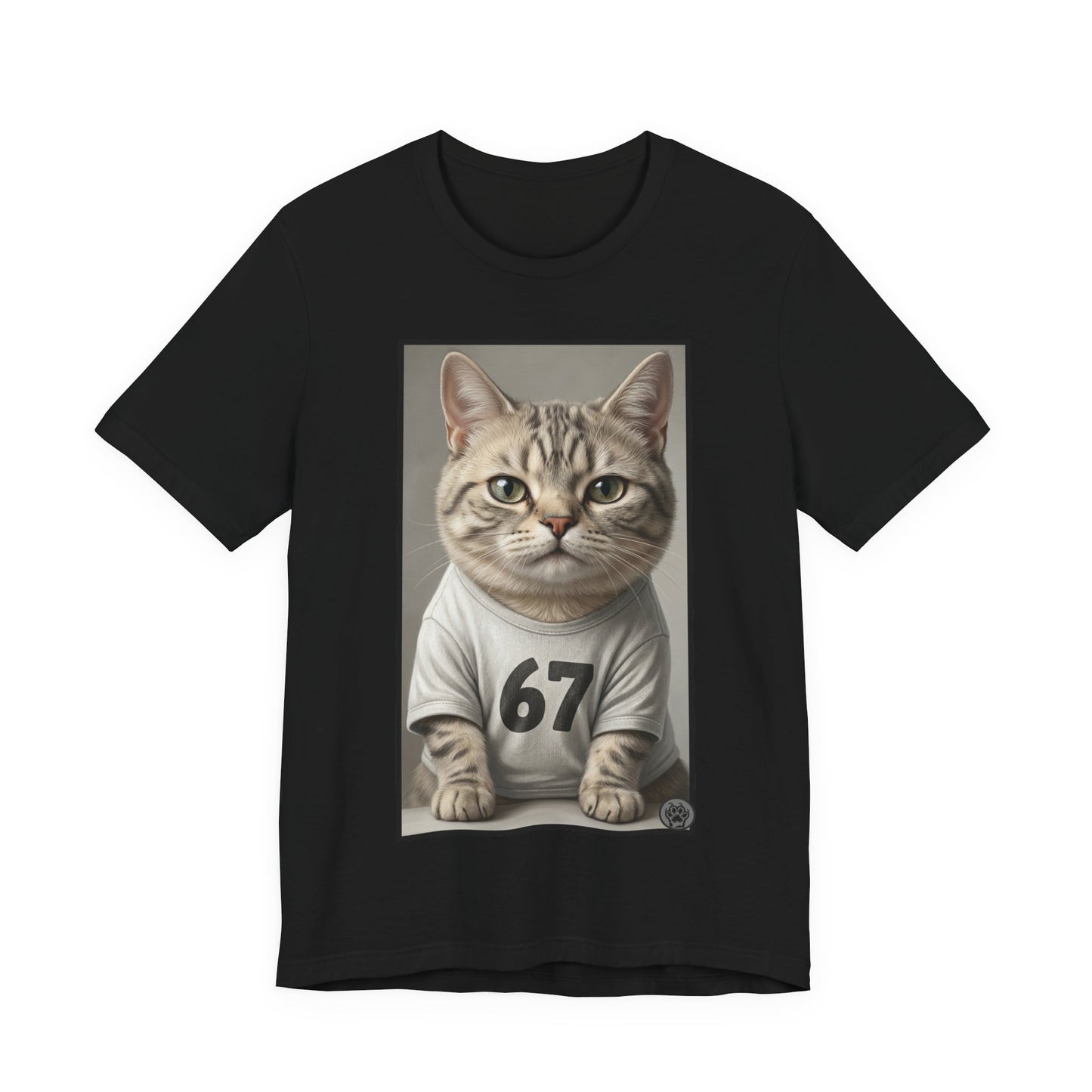 67 Meme - New Variation! - Cat Jersey T‑Shirt — Cute Kitten Portrait with Number 67