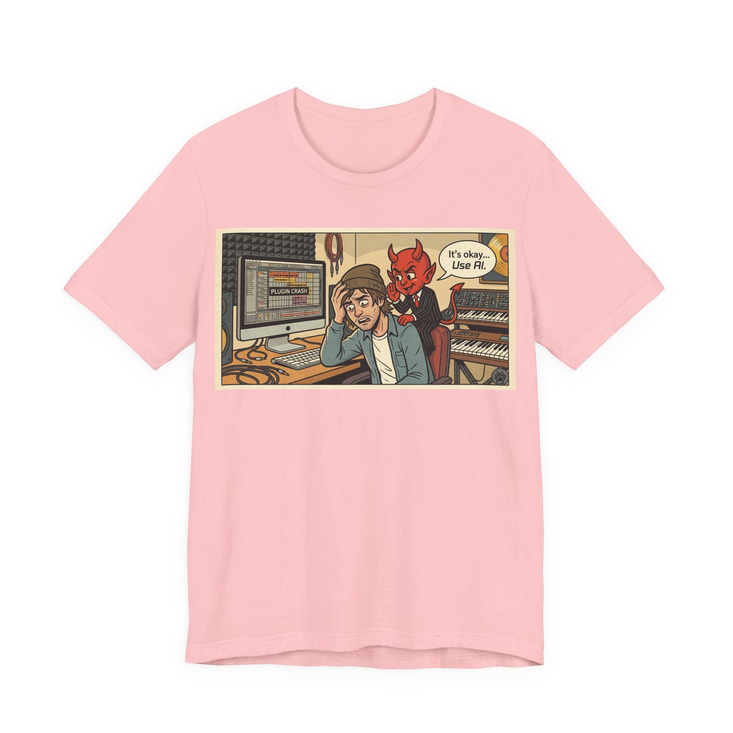 Use AI - Controversial Musician Humor Recording Studio T‑Shirt — Funny Comic “It’s Okay... Use Al” Music Producer Tee
