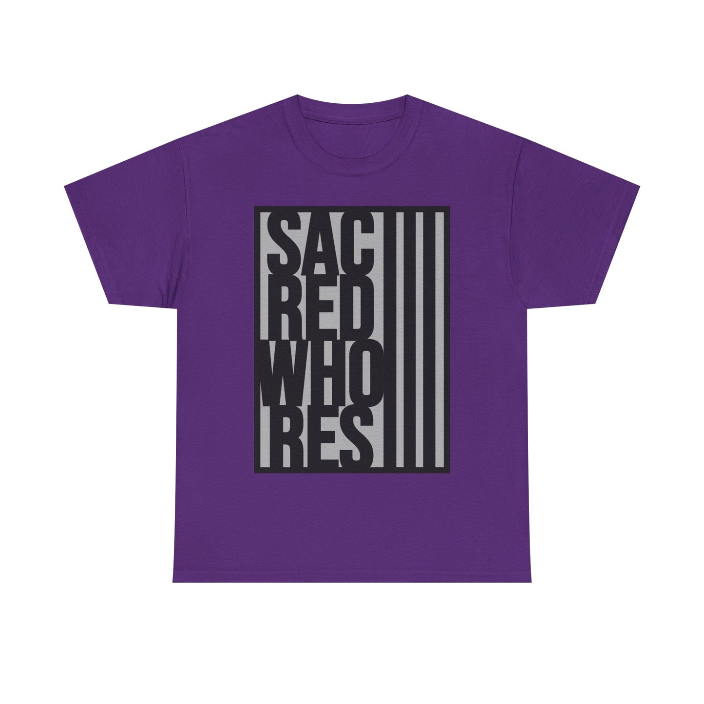 Sacred Whores - Graphic Tee — Bold Vertical Text Black T‑Shirt