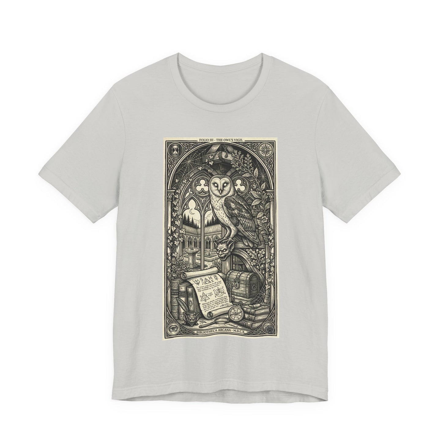 DarkArts Collection - Owl - Gothic Owl Tarot Tee — Vintage Occult Illustration Shirt