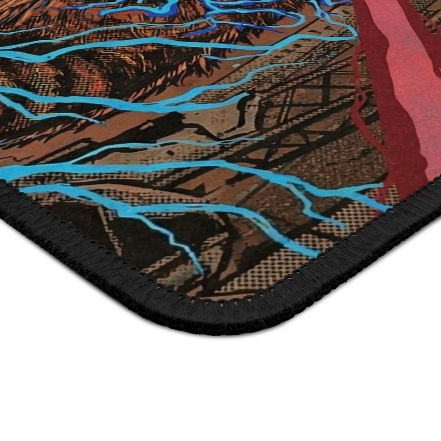 CityCat Attacks! - Red Lasers - Gaming Mouse Pad — Laser-Eyed Cat with Electric Energy