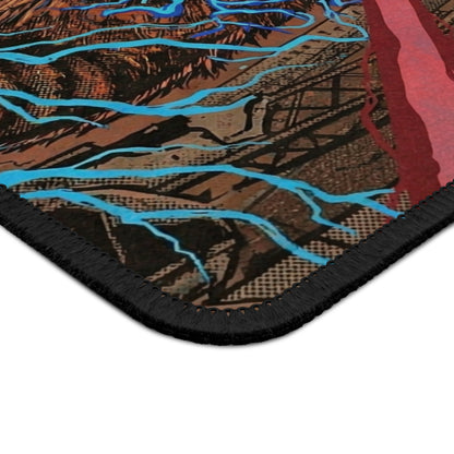 CityCat Attacks! - Red Lasers - Gaming Mouse Pad — Laser-Eyed Cat with Electric Energy
