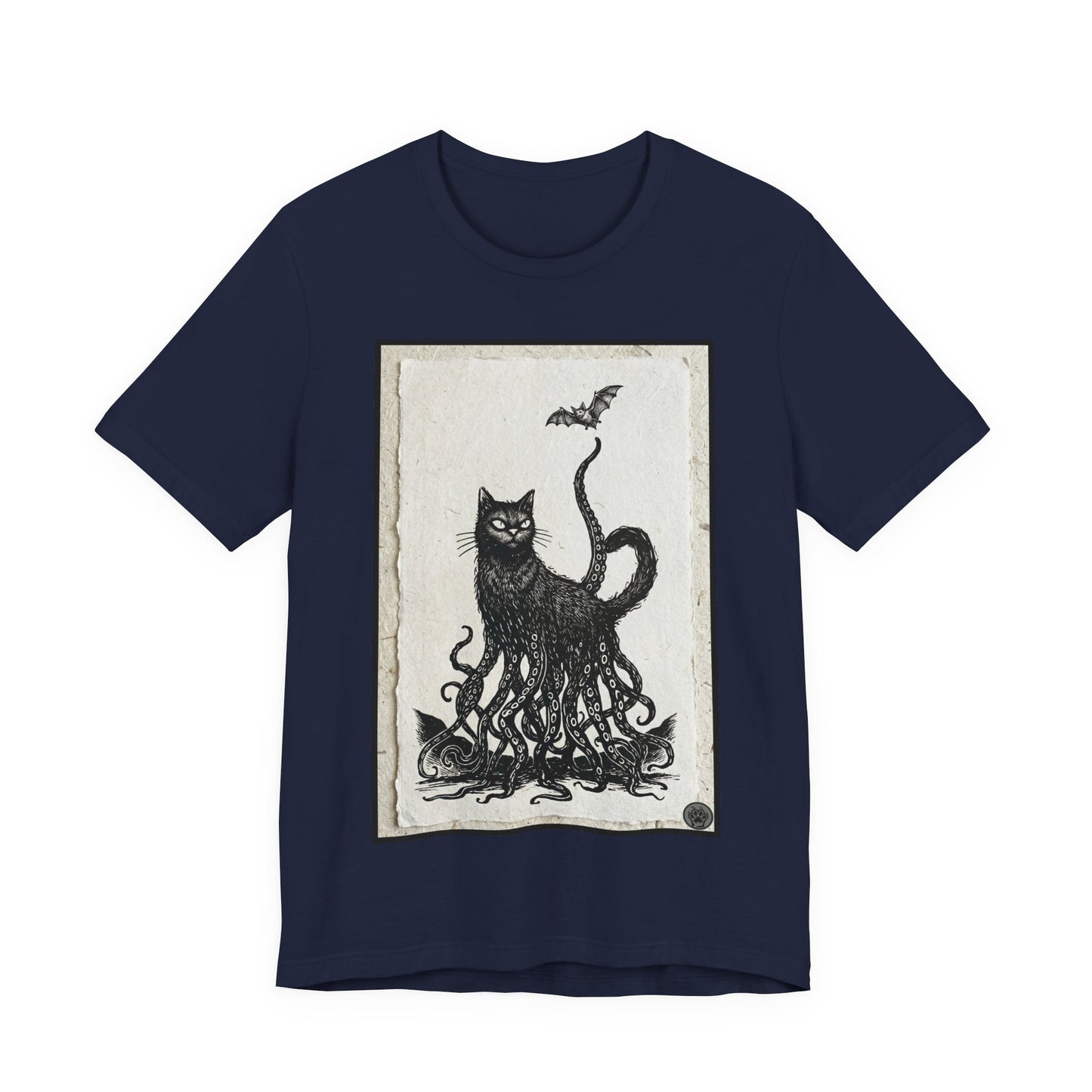 OctoCat Catching a Bat - Vintage Paper - Mystic Cat Kraken Tee — Gothic Cat T‑Shirt