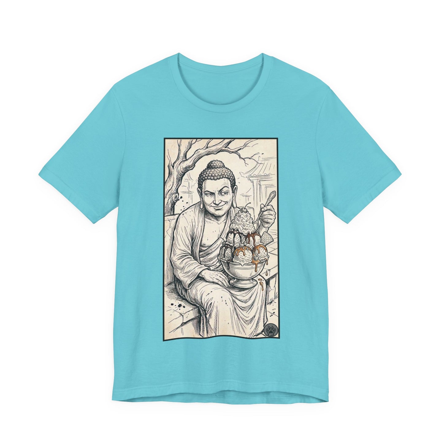 Bad Buddha Sundae Sketch Tee — Religious Humor Buddha Graphic T-Shirt