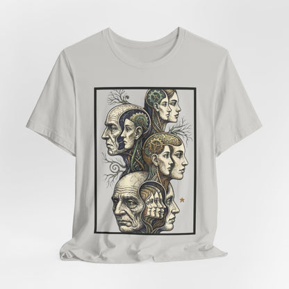 Family of Thought - Crop - Evolution of Minds T-Shirt — Surreal Human Faces Art Tee