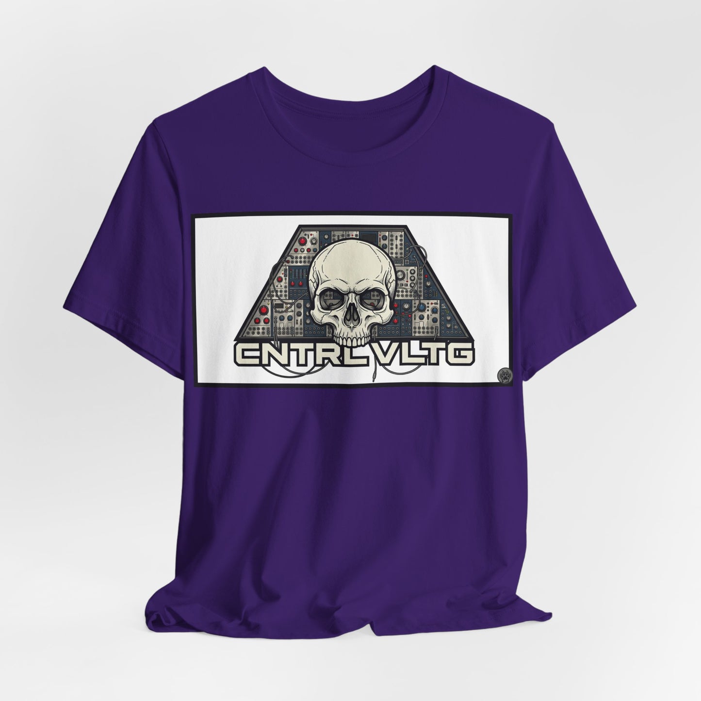 CV Control Voltage = TriBase White - Modular Synth Skull Analog Circuit Tee — “CNTRL VLTG” Retro Tech Graphic T-Shirt