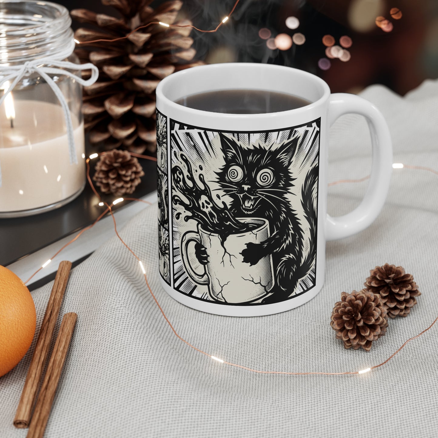 VOID - Spooky Cat Coffee Mug — Black Cat Pouring Magic 11oz Ceramic Mug