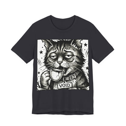 VOID - The Original Void Cat Tee — Tired Moody Cat Drinking Coffee Graphic T-Shirt