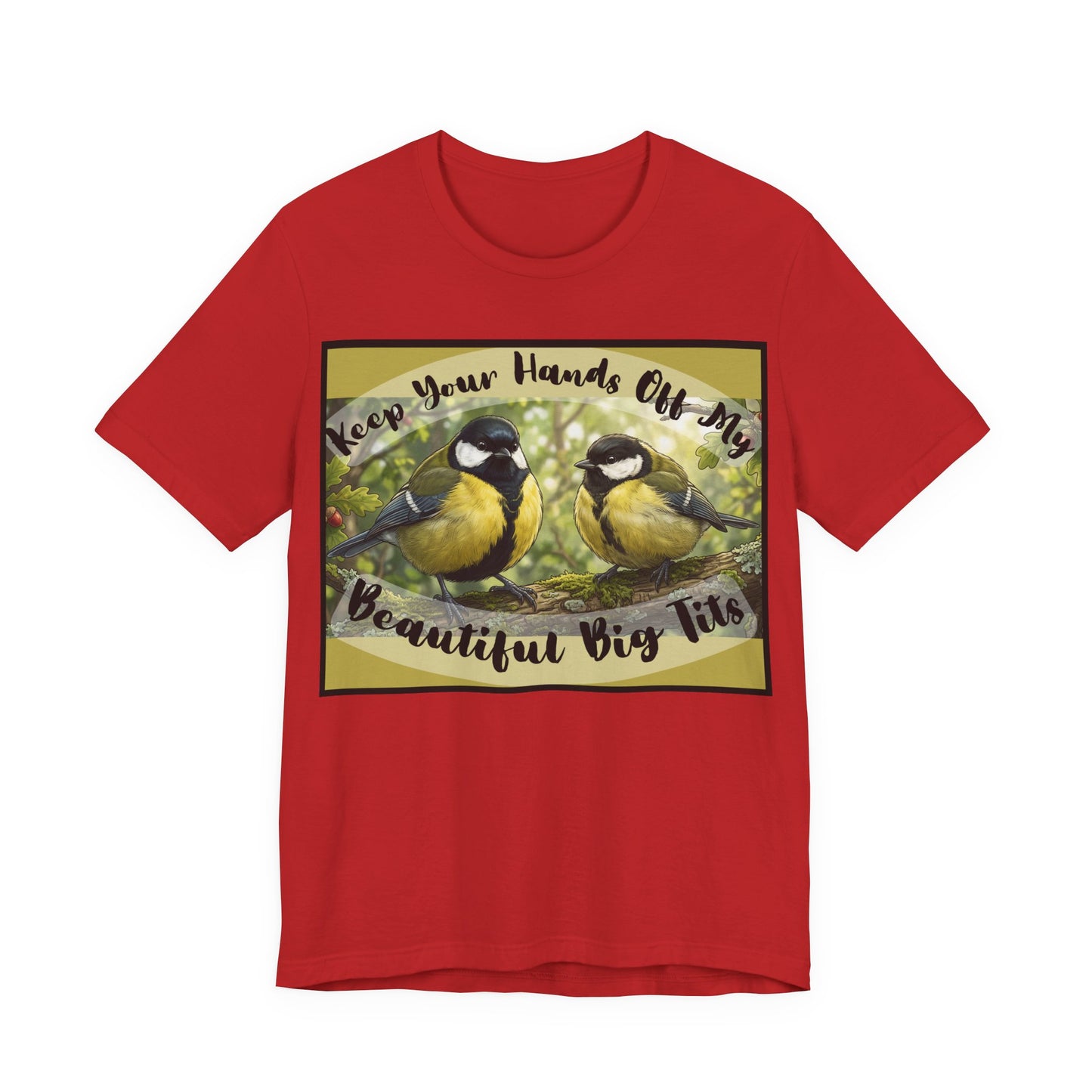 Funny Bird T-Shirt — Raunchy Birder Humor "Keep Your Hands Off My Beautiful Big Tits" Wordplay Pun Graphic Tee
