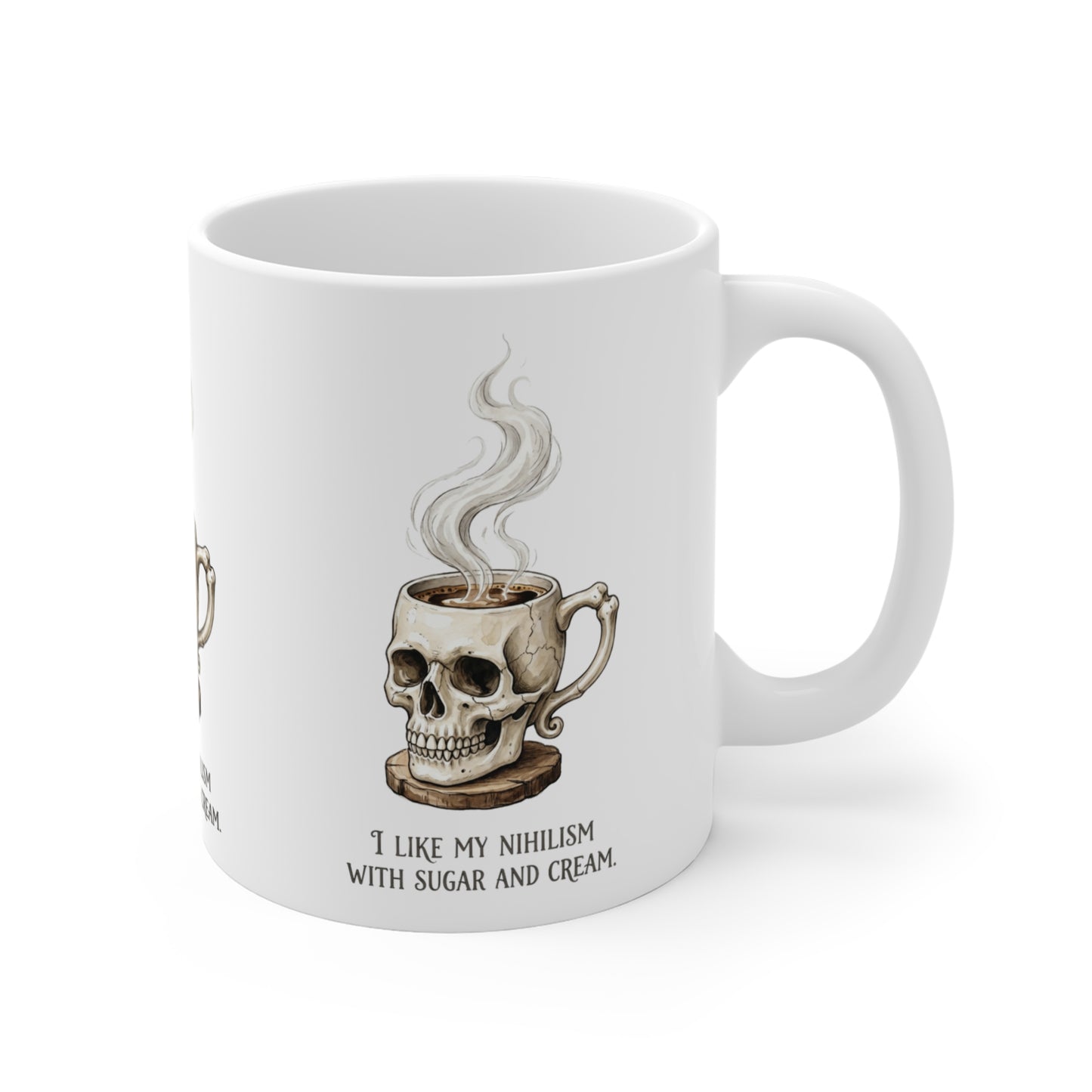 VOID - Skull Coffee Mug — "I Like My Nihilism With Sugar and Cream" 11oz