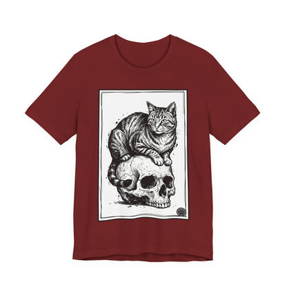 DarkArts Collection - Cat & Skull 2 T‑Shirt — Gothic Cat Skull Graphic Tee