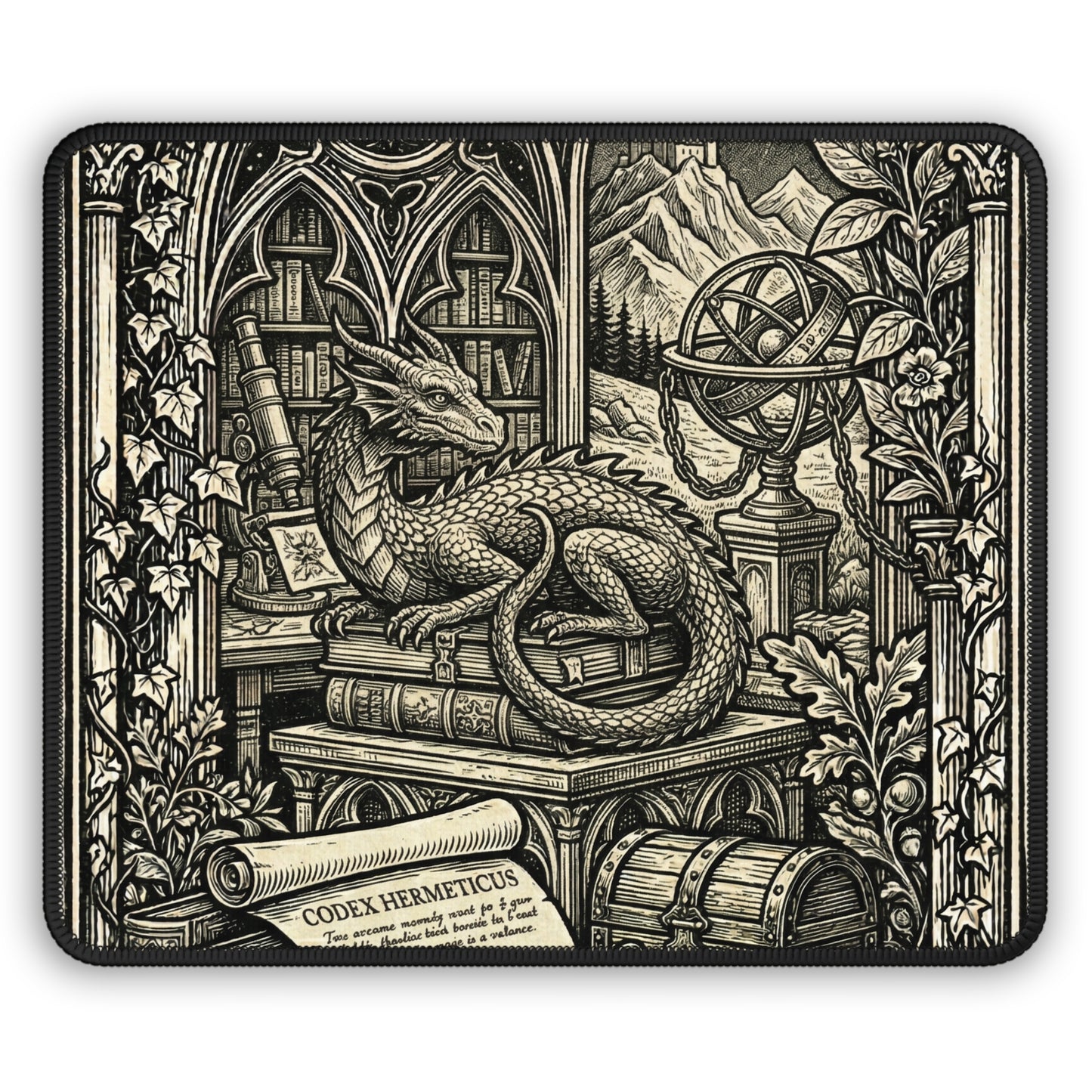 DarkArts - Dragon 1 - Gothic Dragon Gaming Mouse Pad — Vintage Fantasy Desk Mat