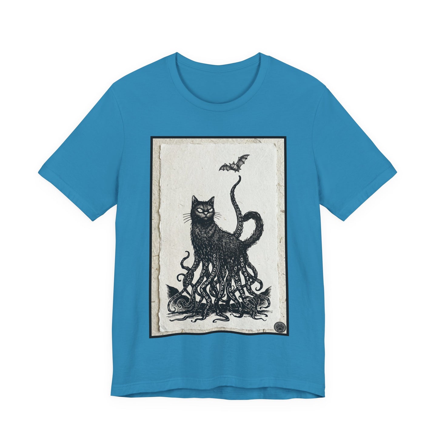 OctoCat Catching a Bat - Vintage Paper - Mystic Cat Kraken Tee — Gothic Cat T‑Shirt